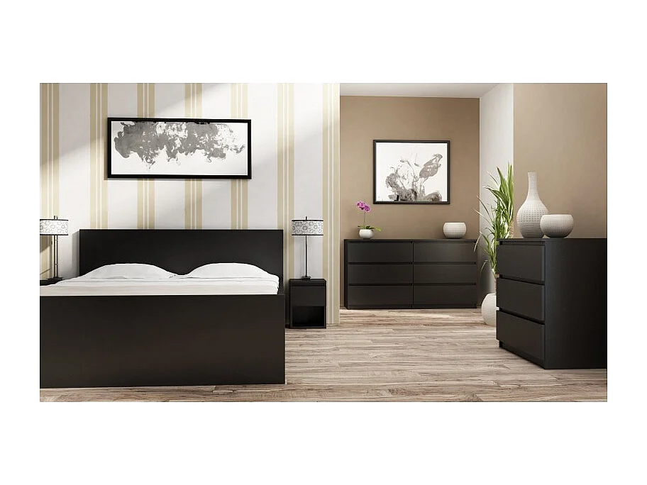 Komoda Malwa M3 | Czarna | 70x40x75 cm | 3 szuflady