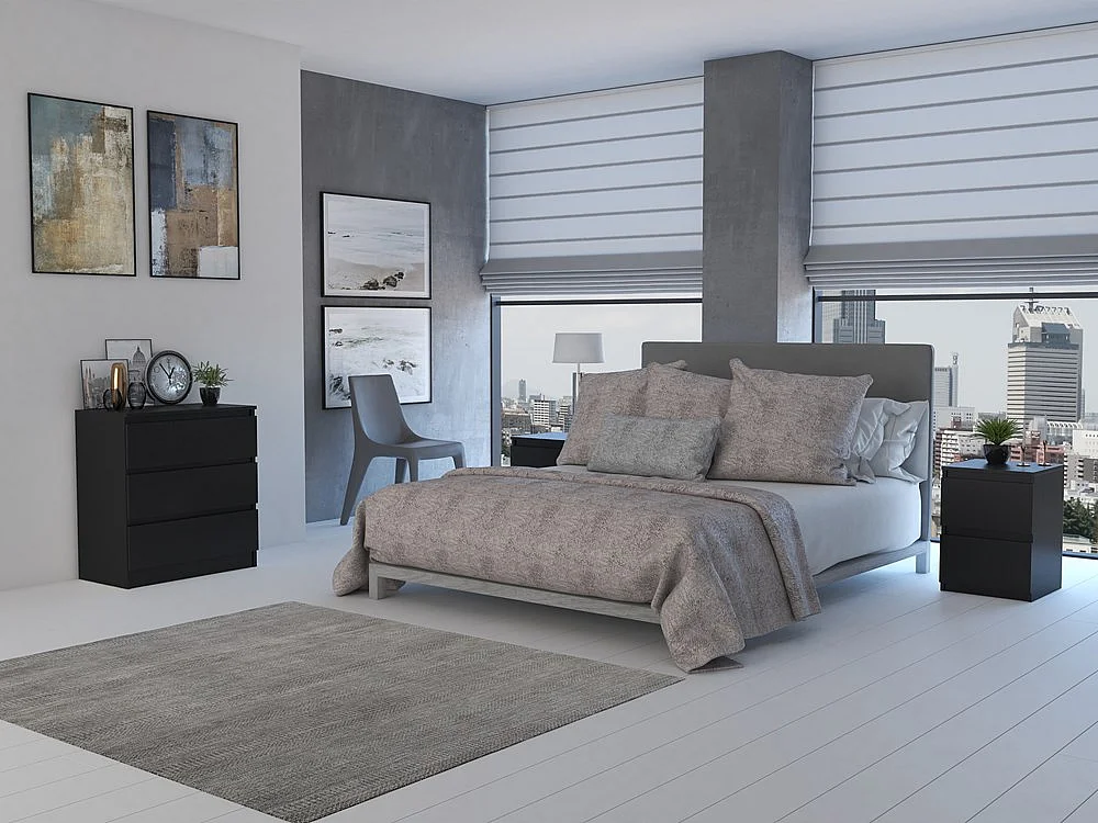 Komoda Malwa M3 | Czarna | 70x40x75 cm | 3 szuflady