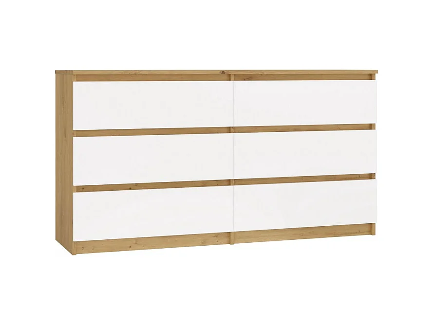 Komoda Malwa M6 | Dąb Artisan/Biały | 138x40x75 cm | Klasyczny Design