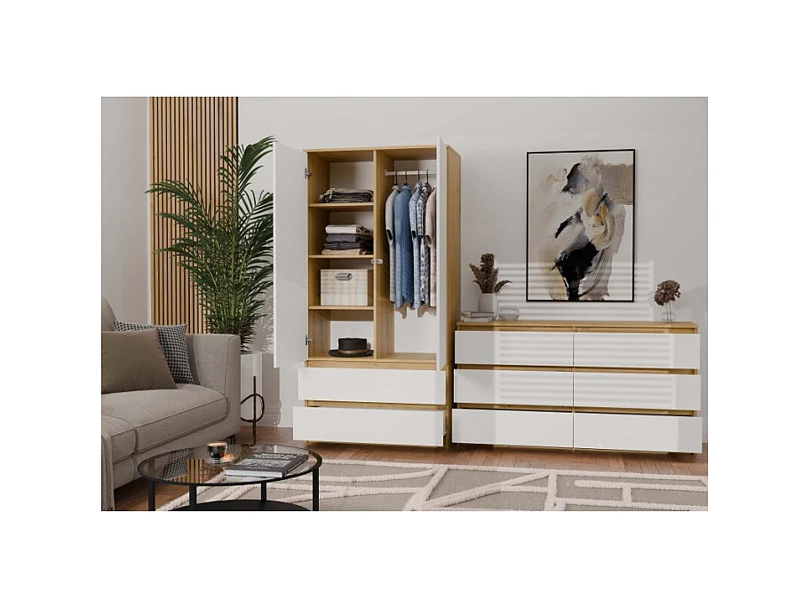 Komoda Malwa M6 | Dąb Artisan/Biały | 138x40x75 cm | Klasyczny Design