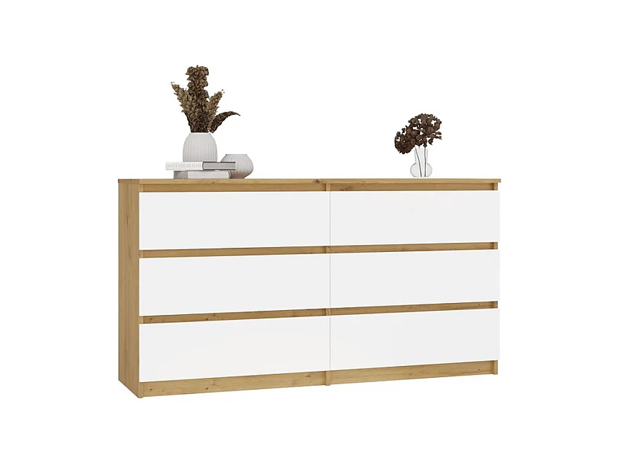 Komoda Malwa M6 | Dąb Artisan/Biały | 138x40x75 cm | Klasyczny Design