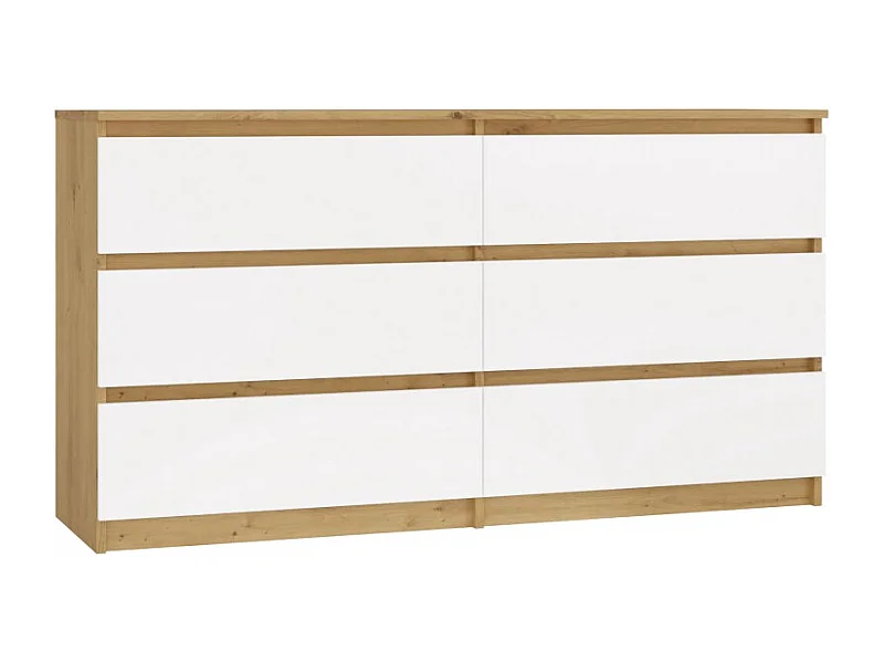 Komoda Malwa M6 | Dąb Artisan/Biały | 138x40x75 cm | Klasyczny Design