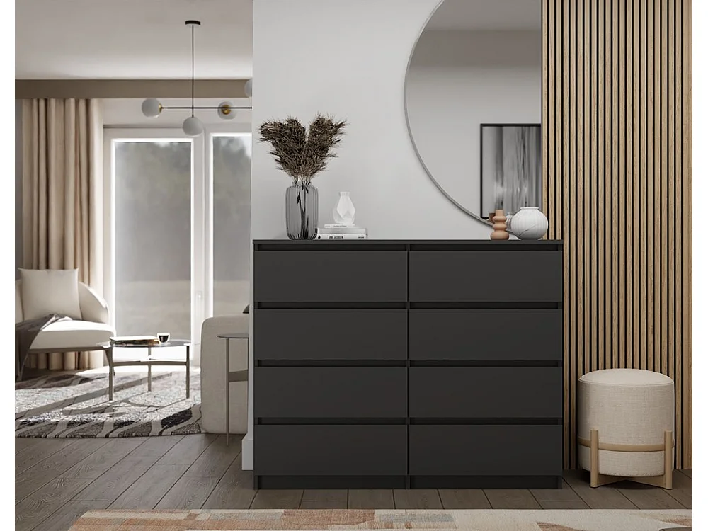 Komoda Malwa M8/120 | Czarny | 8 Szuflad | 120x40x97 cm | 8 Szuflad