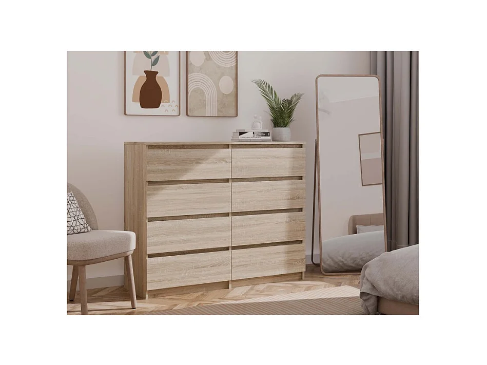 Komoda Malwa M8/140 | Dąb Sonoma | 138x40x97 cm |  8 Szuflad