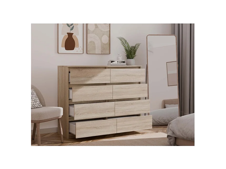 Komoda Malwa M8/140 | Dąb Sonoma | 138x40x97 cm |  8 Szuflad