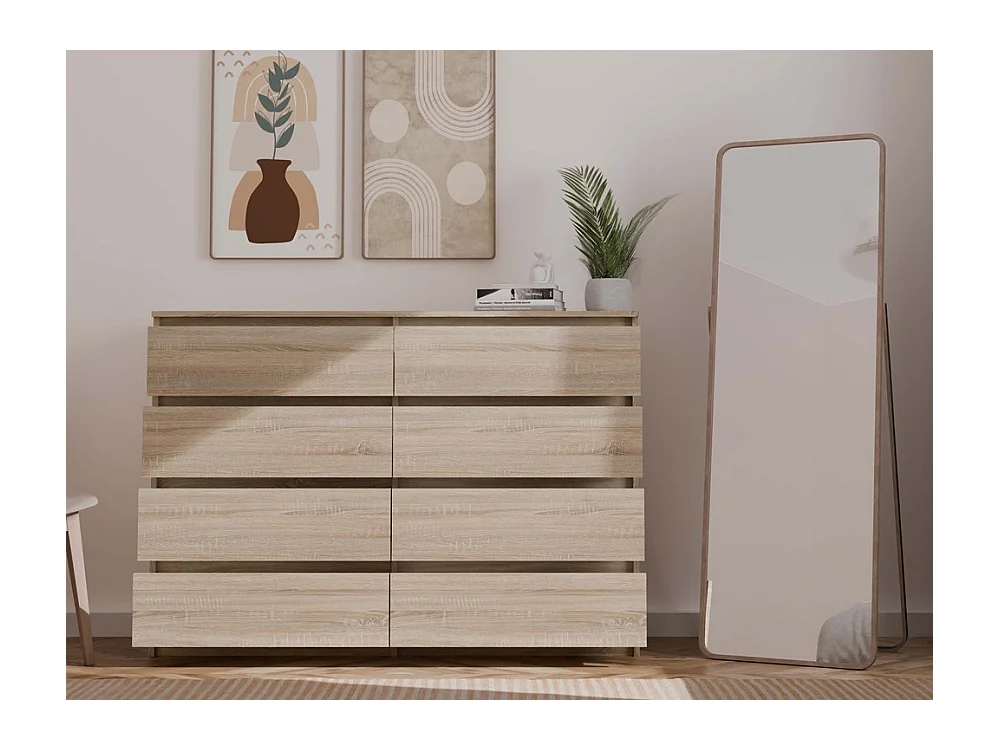 Komoda Malwa M8/140 | Dąb Sonoma | 138x40x97 cm |  8 Szuflad