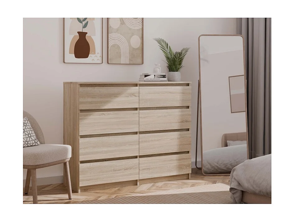 Komoda Malwa M8/140 | Dąb Sonoma | 138x40x97 cm |  8 Szuflad