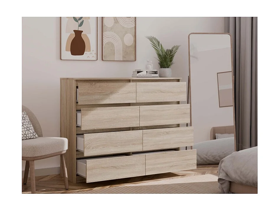 Komoda Malwa M8/140 | Dąb Sonoma | 138x40x97 cm |  8 Szuflad
