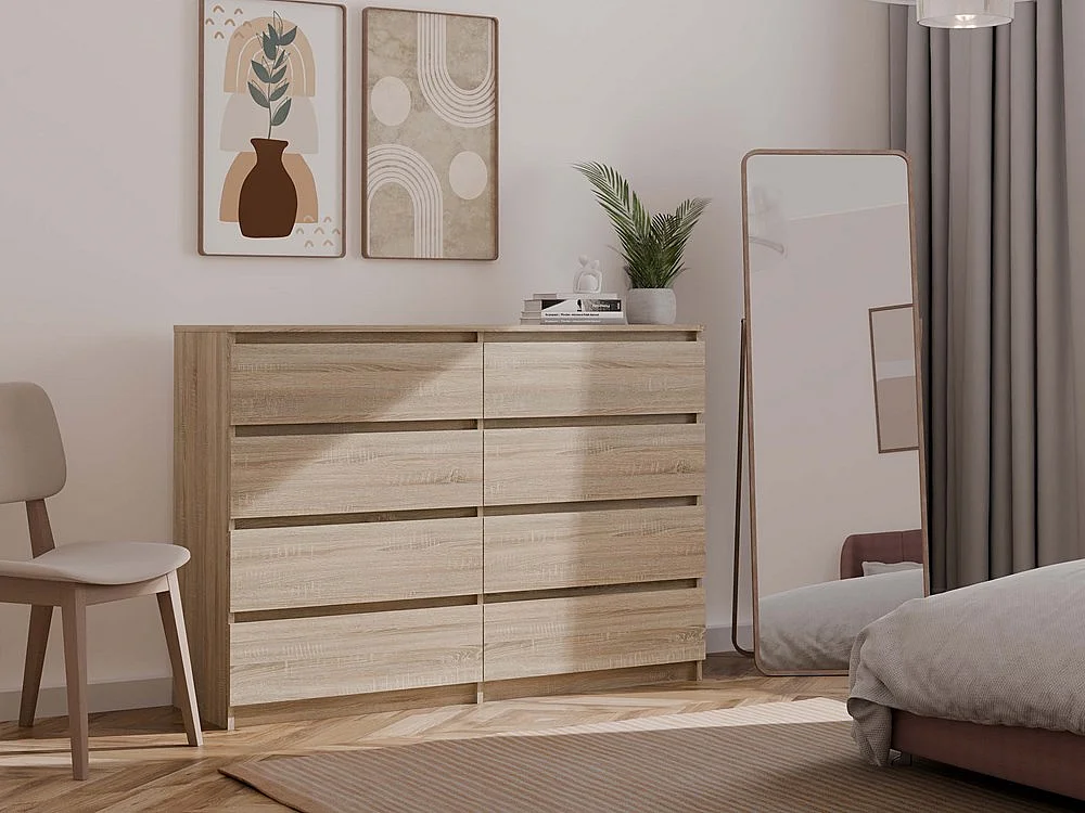 Komoda Malwa M8/140 | Dąb Sonoma | 138x40x97 cm |  8 Szuflad