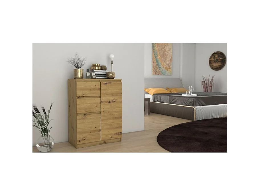 Komoda Malwa 2D2S | Dąb Artisan |  70x40x97 cm | 2 Drzwi 2 Szuflady