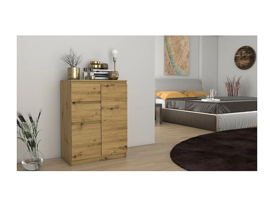 Komoda Malwa 2D2S | Dąb Artisan |  70x40x97 cm | 2 Drzwi 2 Szuflady