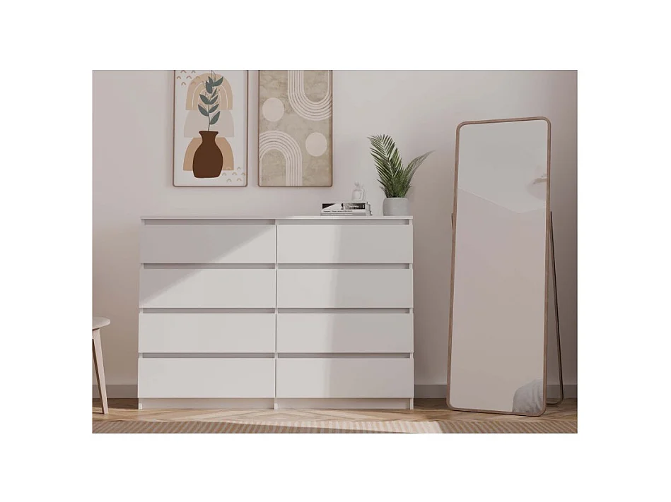 Komoda Malwa M8/140 |  Biała | 138x40x97 cm |  8 Szuflad