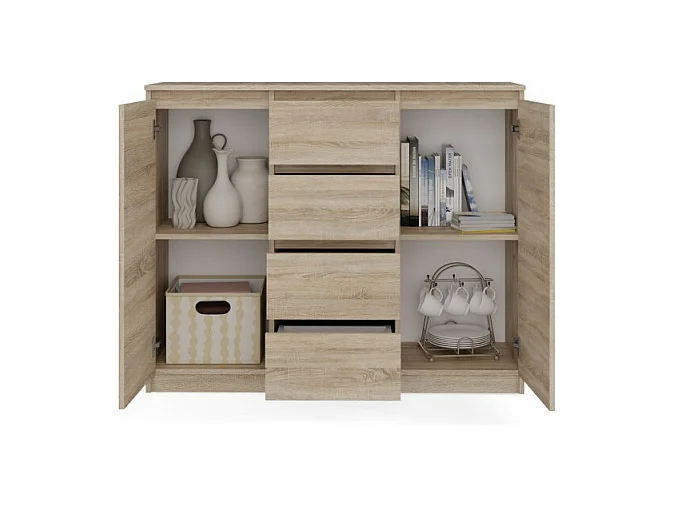 Komoda Malwa 2D4S | Dąb Sonoma | 120x40x97 cm | 2 Drzwi, 4 Szuflady