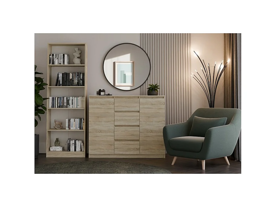 Komoda Malwa 2D4S | Dąb Sonoma | 120x40x97 cm | 2 Drzwi, 4 Szuflady