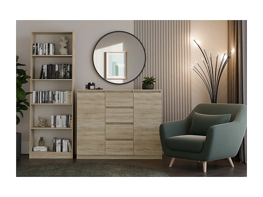Komoda Malwa 2D4S | Dąb Sonoma | 120x40x97 cm | 2 Drzwi, 4 Szuflady