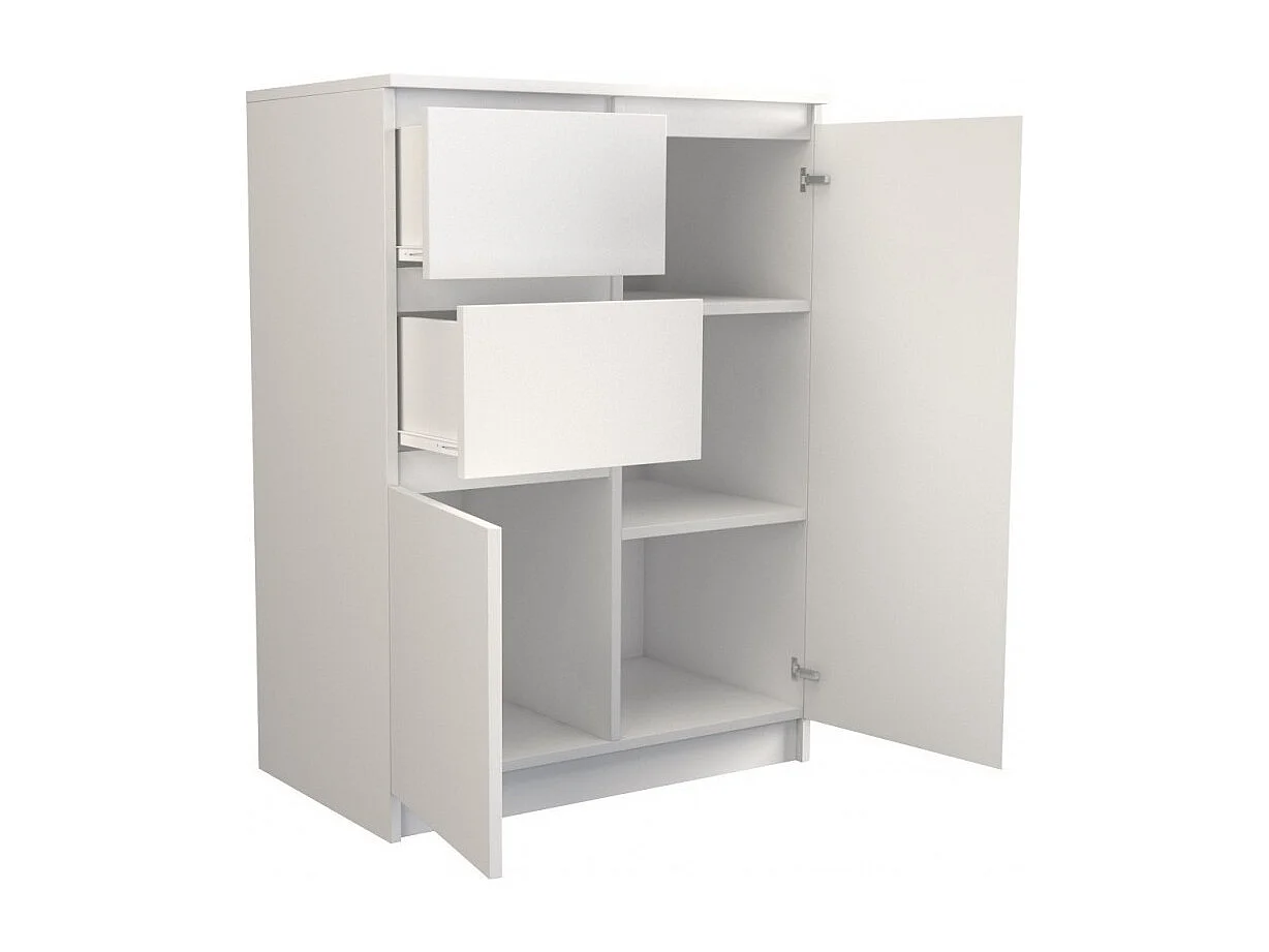 Komoda Malwa 2D2S | Biała | 70x40x97 cm | 2 Drzwi 2 Szuflady