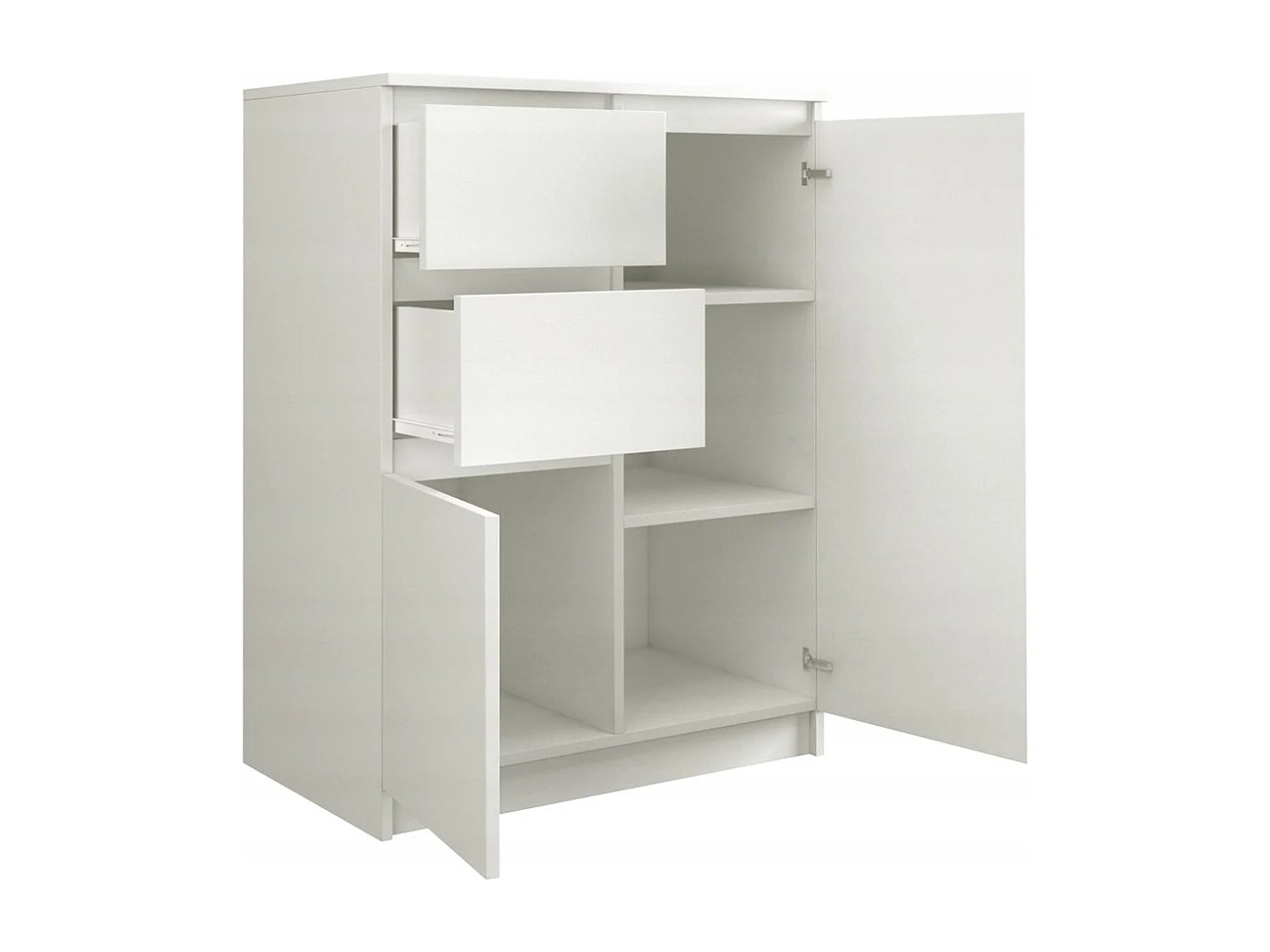 Komoda Malwa 2D2S | Biała | 70x40x97 cm | 2 Drzwi 2 Szuflady