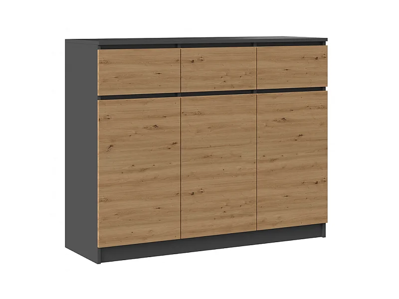 Komoda Malwa 3D3S | Antracyt/Dąb Artisan | 120x40x97 cm |3 Drzwi 3 Szuflady