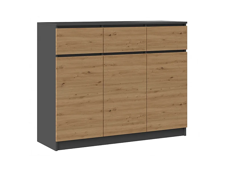 Komoda Malwa 3D3S | Antracyt/Dąb Artisan | 120x40x97 cm |3 Drzwi 3 Szuflady