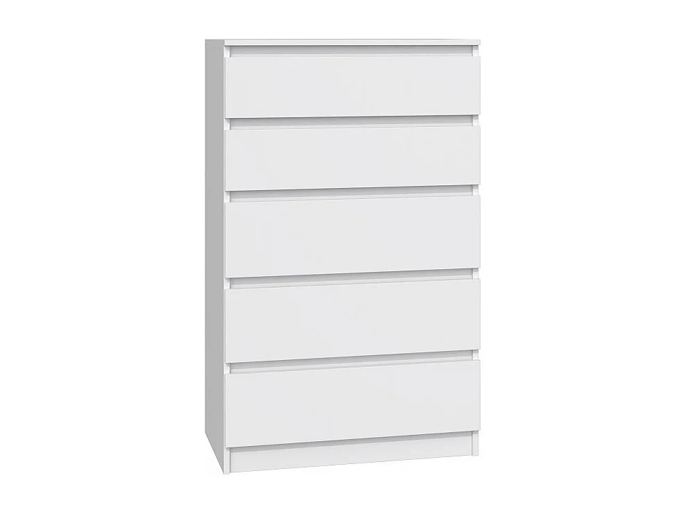 Komoda Malwa M5 |Biała | 70x40x109,5 cm | Komoda z 5 Szufladami