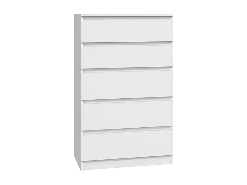 Komoda Malwa M5 |Biała | 70x40x109,5 cm | Komoda z 5 Szufladami