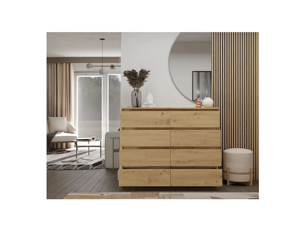 Komoda Malwa M8/120 | Dąb Artisan | 120x40x97 cm | 8 Szuflad