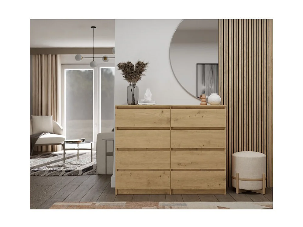 Komoda Malwa M8/120 | Dąb Artisan | 120x40x97 cm | 8 Szuflad