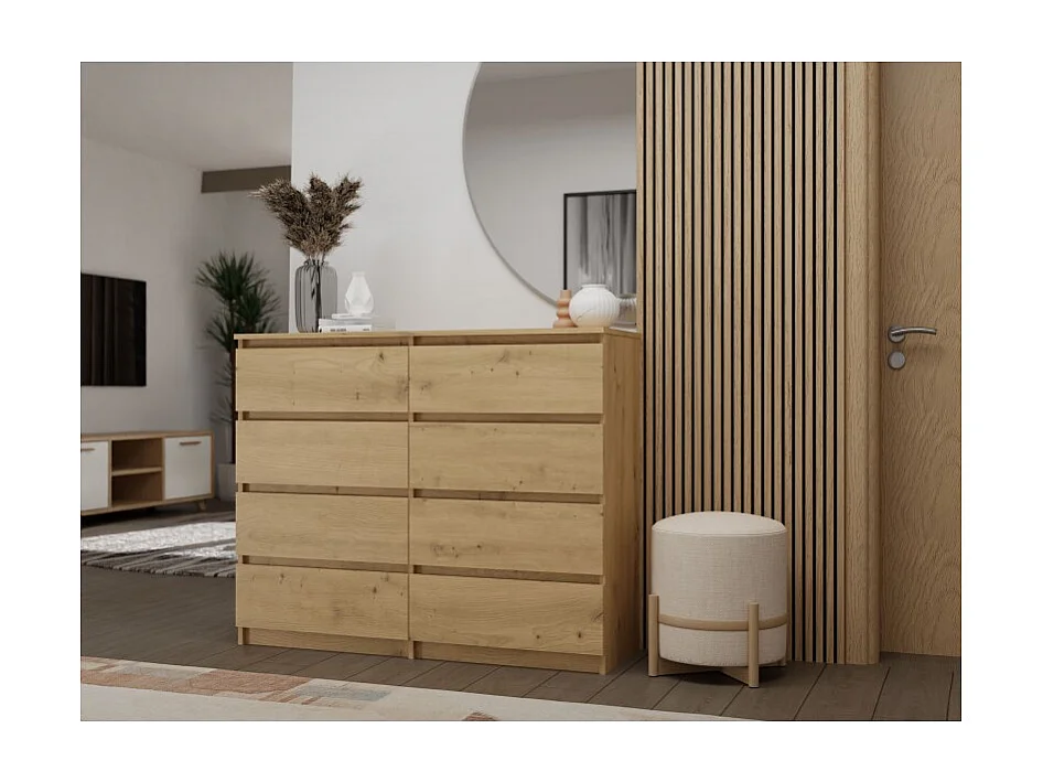 Komoda Malwa M8/120 | Dąb Artisan | 120x40x97 cm | 8 Szuflad