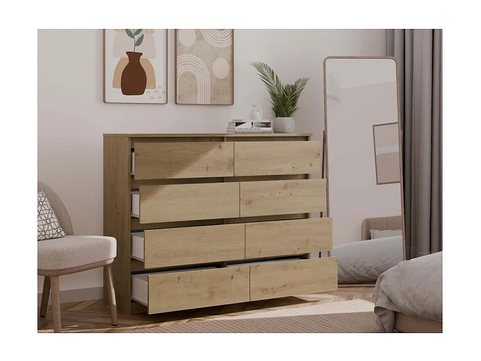 Komoda Malwa M8/120 | Dąb Artisan | 120x40x97 cm | 8 Szuflad