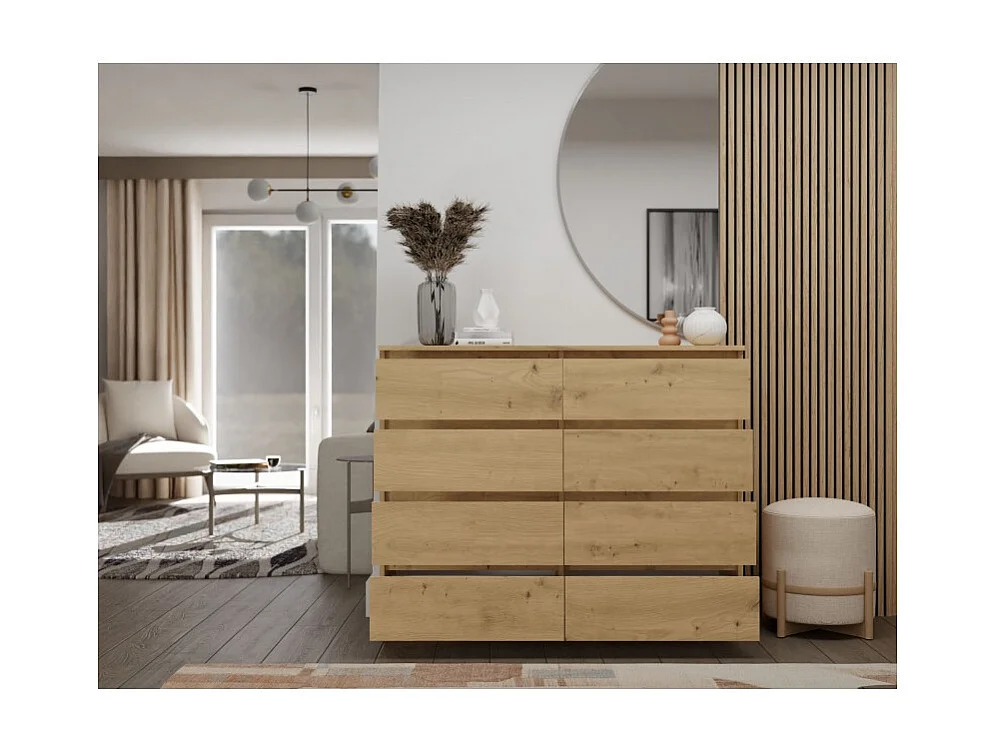 Komoda Malwa M8/120 | Dąb Artisan | 120x40x97 cm | 8 Szuflad