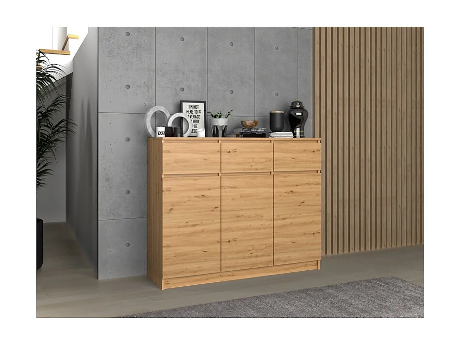 Komoda Malwa 3D3S | Dąb Artisan| 120x40x97 cm |3 Drzwi 3 Szuflady