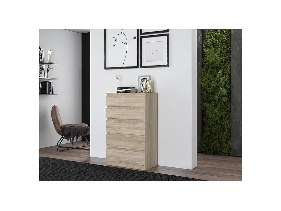 Komoda Malwa M5 | Dąb Sonoma | 70x40x109,5 cm | Komoda z 5 Szufladami