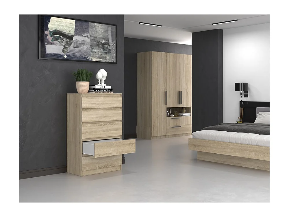 Komoda Malwa M5 | Dąb Sonoma | 70x40x109,5 cm | Komoda z 5 Szufladami