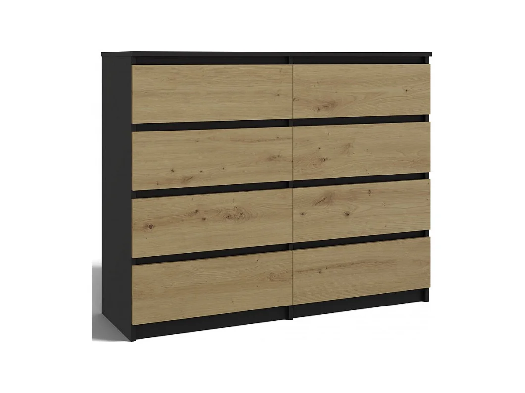 Komoda Malwa M8/120 | Antracyt/Dąb Artisan | 120x40x97 cm | 8 Szuflad