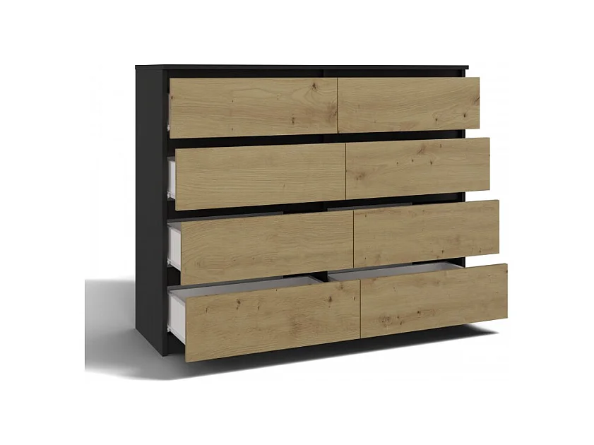 Komoda Malwa M8/120 | Antracyt/Dąb Artisan | 120x40x97 cm | 8 Szuflad