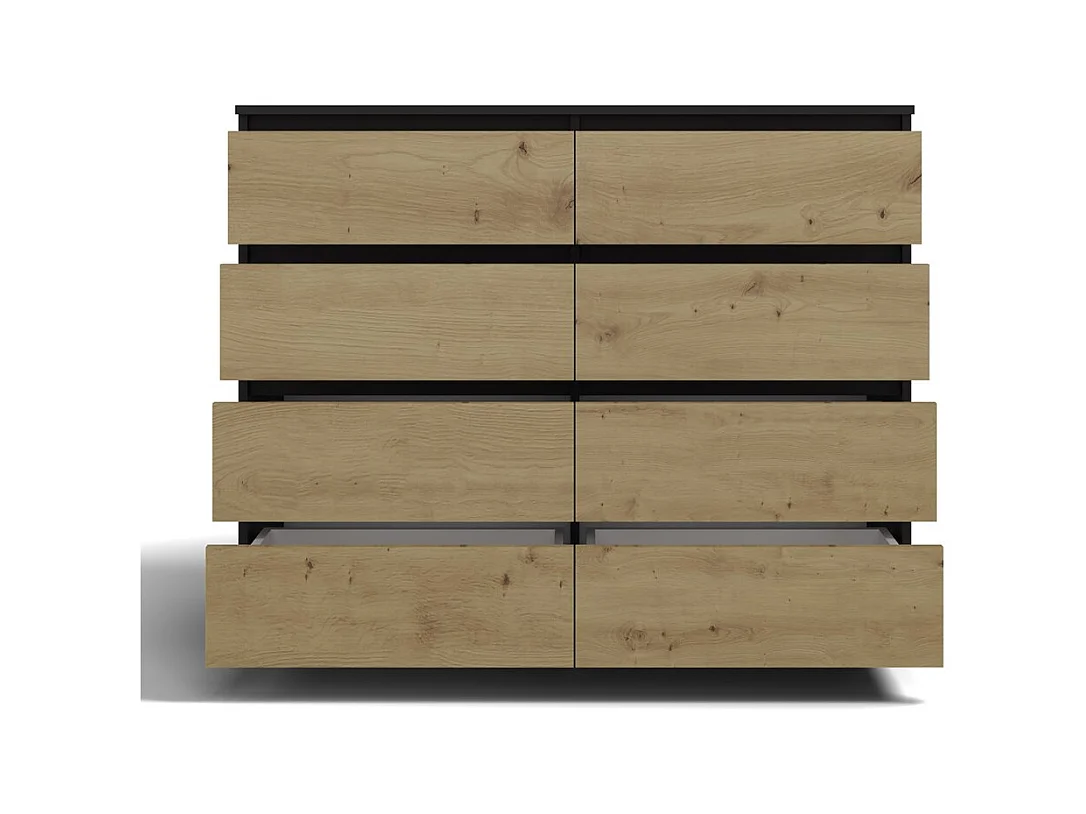 Komoda Malwa M8/120 | Antracyt/Dąb Artisan | 120x40x97 cm | 8 Szuflad