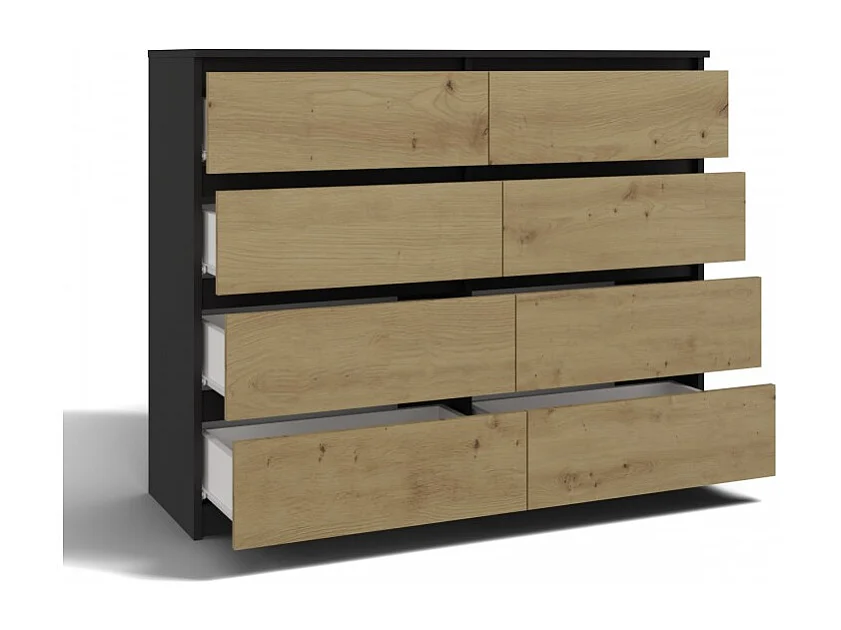 Komoda Malwa M8/120 | Antracyt/Dąb Artisan | 120x40x97 cm | 8 Szuflad