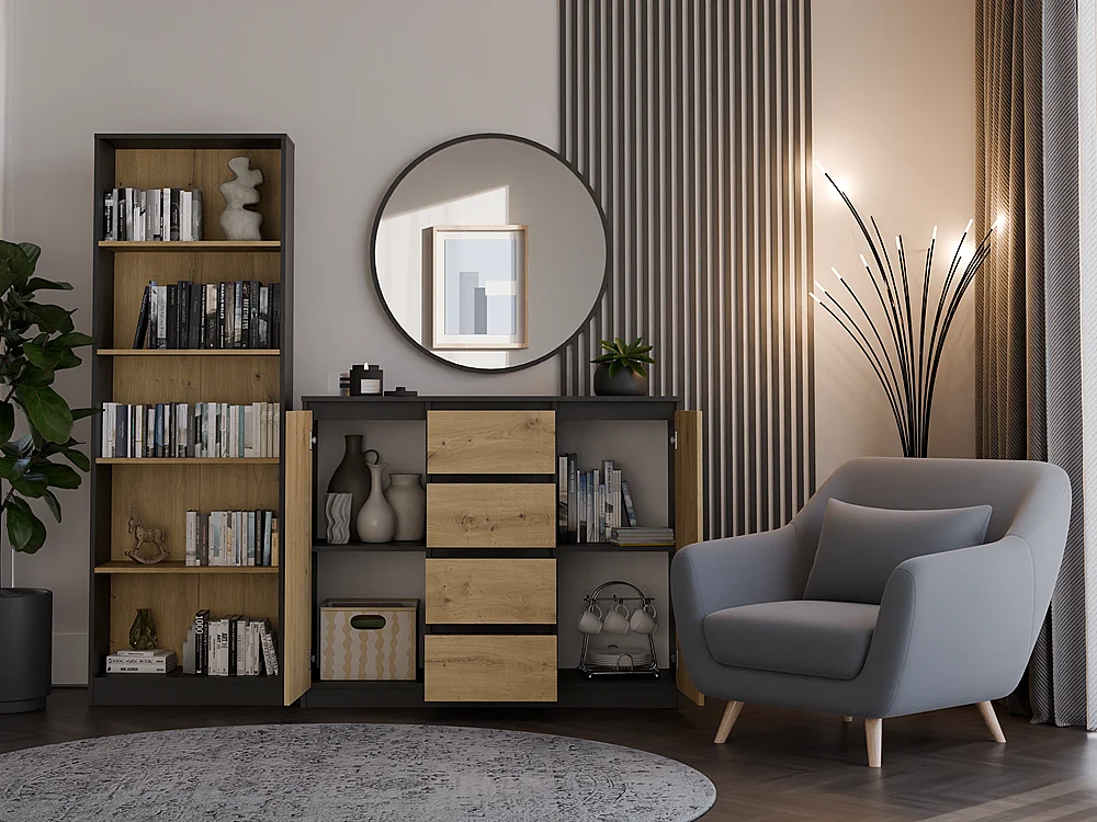 Commode Malwa 2D4S/120 ANTHRACITE ARTISAN