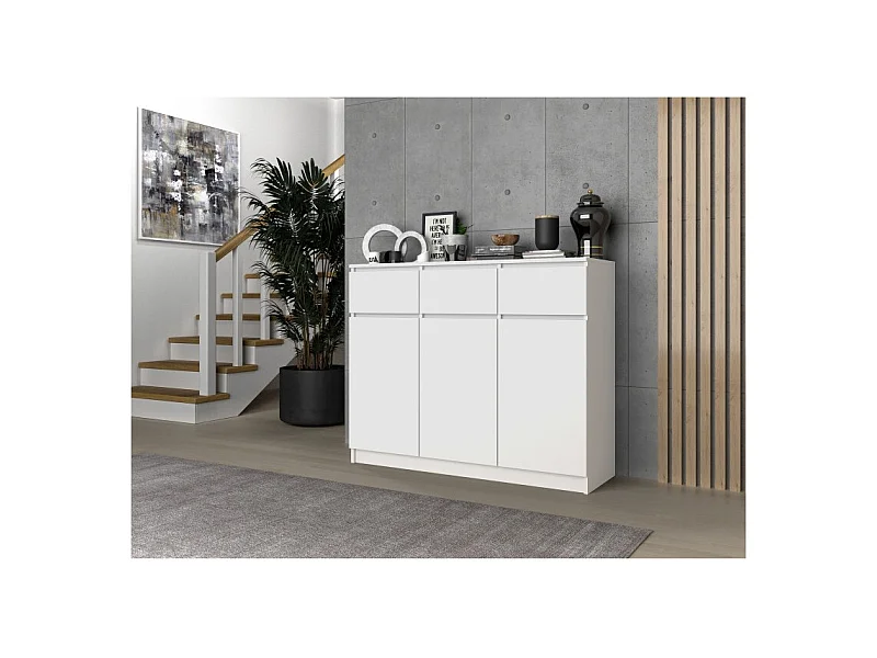 Komoda Malwa 3D3S | Biała | 120x40x97 cm |3 Drzwi 3 Szuflady