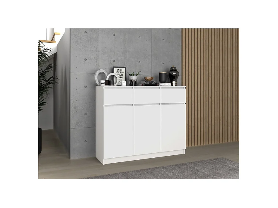 Komoda Malwa 3D3S | Biała | 120x40x97 cm |3 Drzwi 3 Szuflady