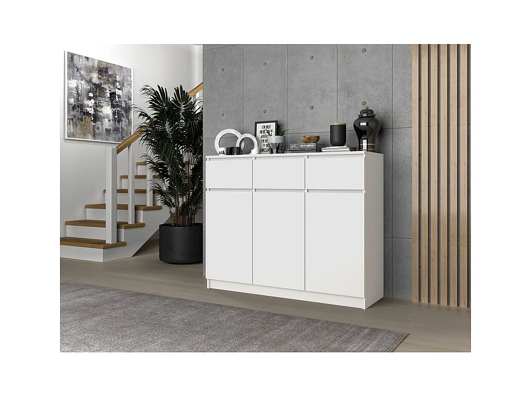 Komoda Malwa 3D3S | Biała | 120x40x97 cm |3 Drzwi 3 Szuflady