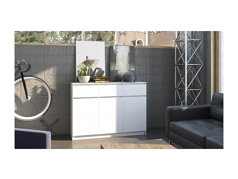 Komoda Malwa 3D3S | Biała | 120x40x97 cm |3 Drzwi 3 Szuflady