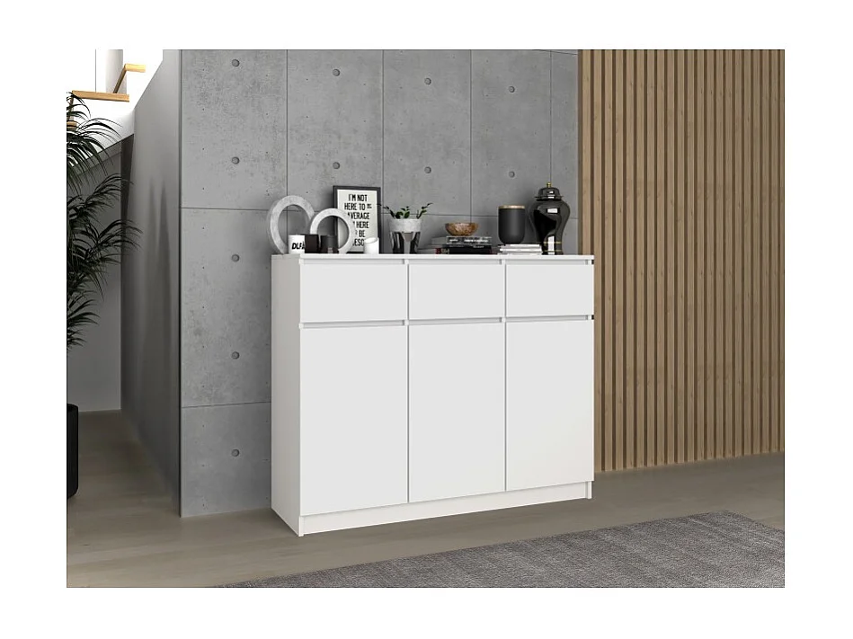 Komoda Malwa 3D3S | Biała | 120x40x97 cm |3 Drzwi 3 Szuflady