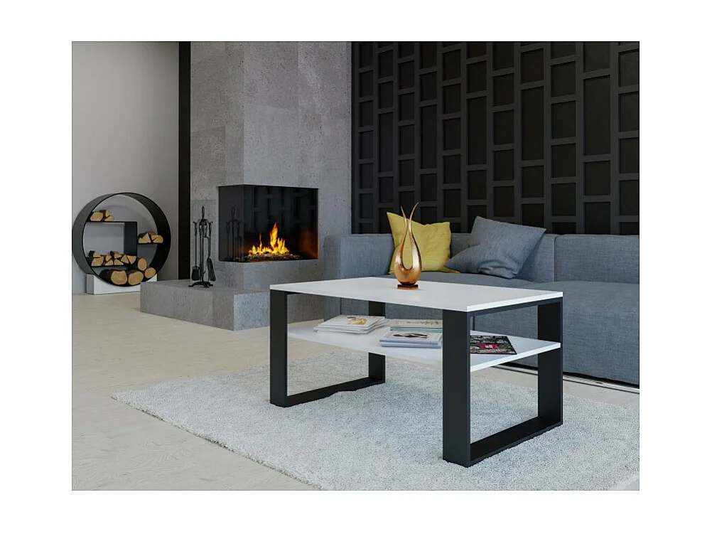 Ława Modern 1P | Stolik Kawowy Biały Czarny | 90x58x50 | Nowoczesny Design