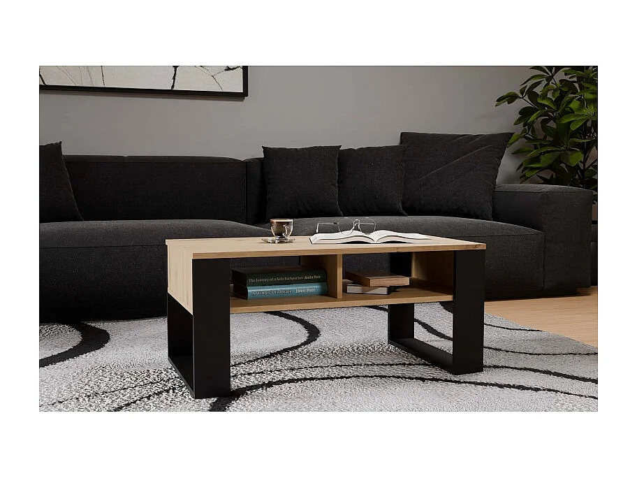 Ława Modern 2P | Artisan Czarny| 90x58x50 |  Stolik Kawowy Nowoczesny