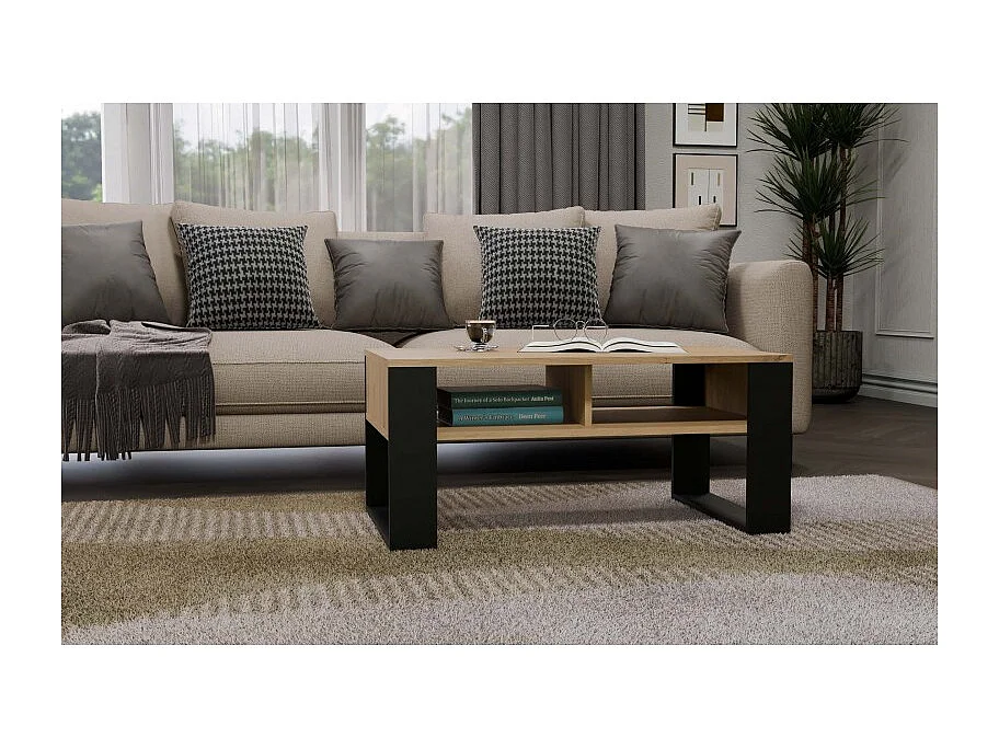 Ława Modern 2P | Artisan Czarny| 90x58x50 |  Stolik Kawowy Nowoczesny