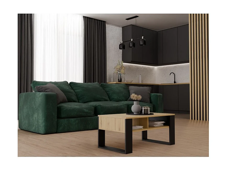 Ława Modern 2P | Artisan Czarny| 90x58x50 |  Stolik Kawowy Nowoczesny