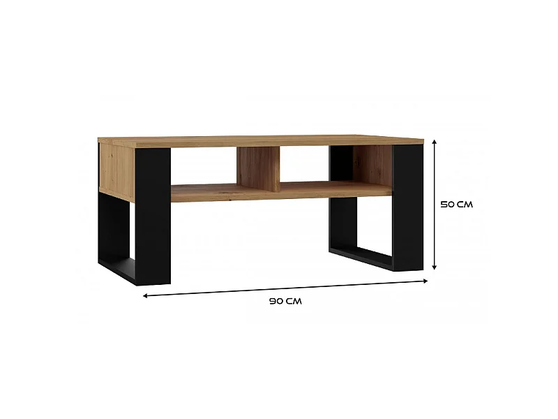Ława Modern 2P | Artisan Czarny| 90x58x50 |  Stolik Kawowy Nowoczesny