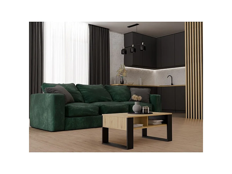 Ława Modern 2P | Artisan Czarny| 90x58x50 |  Stolik Kawowy Nowoczesny