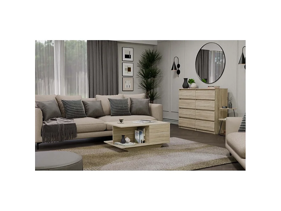 Stolik Kawowy Denver | Dąb Sonoma | 90x60x42 cm | Nowoczesny Salon